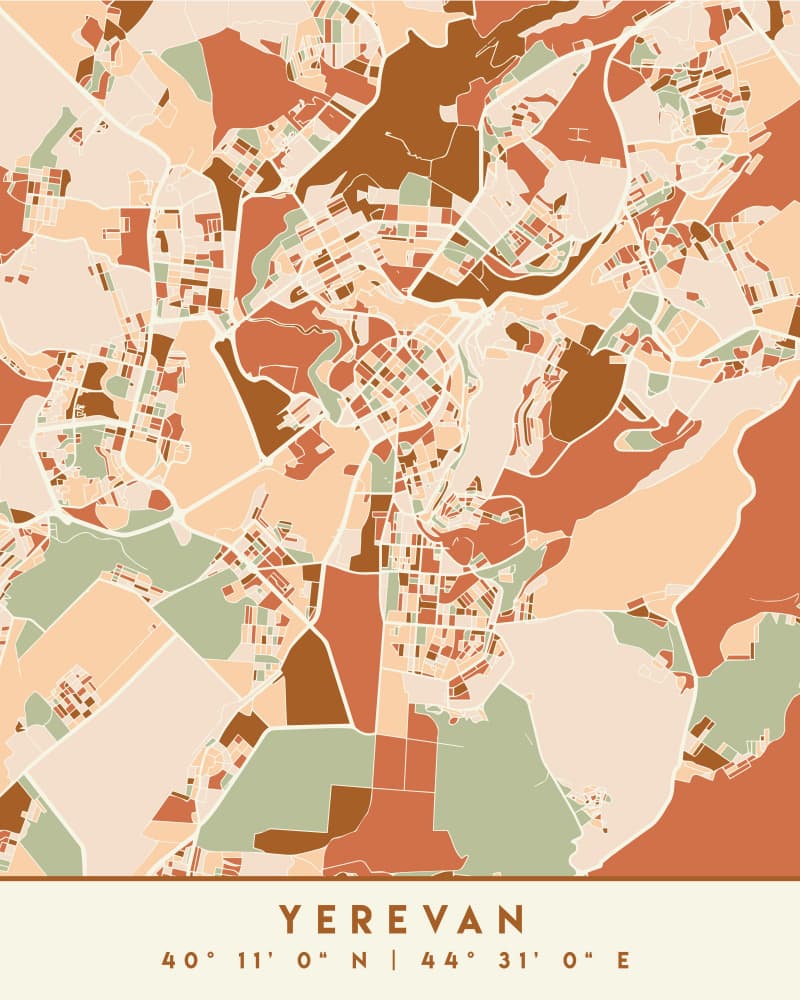 Yerevan City Map by Emiliano Deificus — canvas wall art