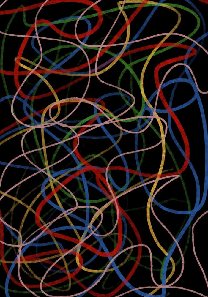 Colorful Tangled Lines by Cesare Bellassai Art — canvas wall art