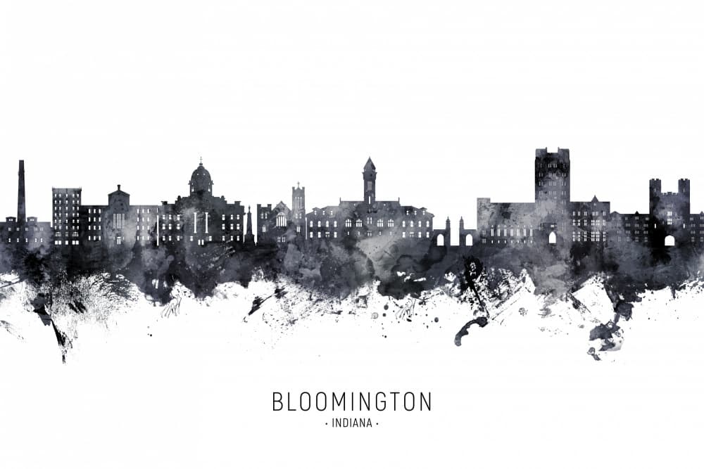 Bloomington Indiana Skyline by Michael Tompsett — canvas wall art