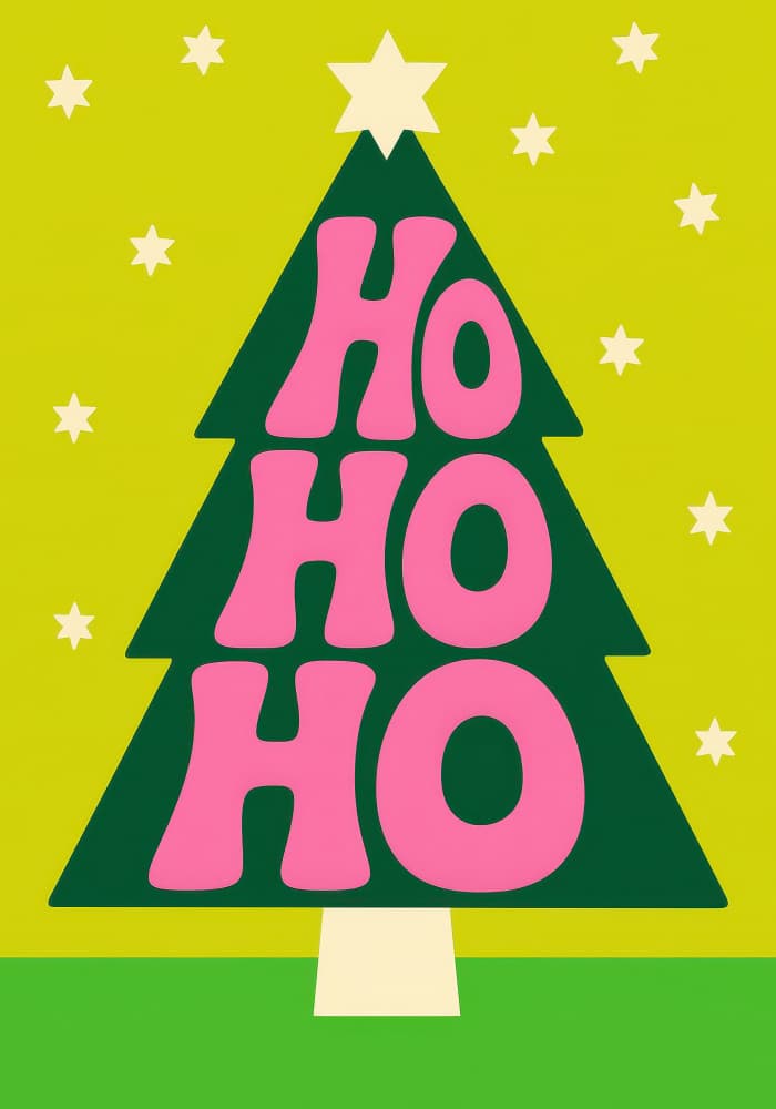 Ho Ho Ho Christmas Tree by Neetesh Kumar — canvas wall art
