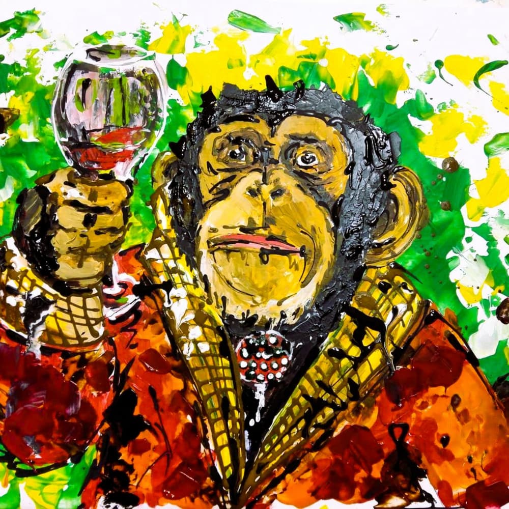Dapper Monkey Toast by Anda Bieza — canvas wall art