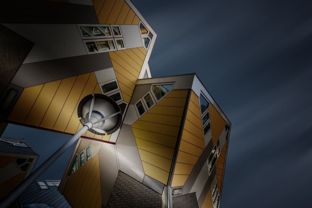 Rotterdam Cube Houses Night by Adam Pachula — canvas wall art