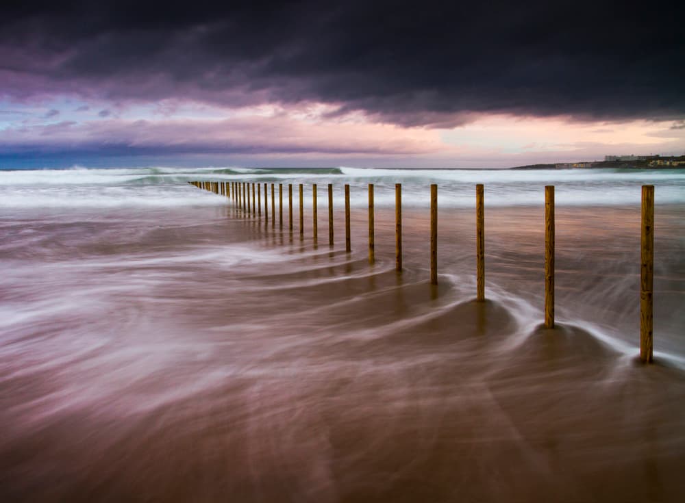 Purple Dusk Beach Posts by Paul Killeen — canvas wall art