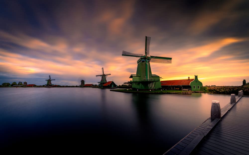 Dutch Windmills Sunset by Ivo Mateju — canvas wall art