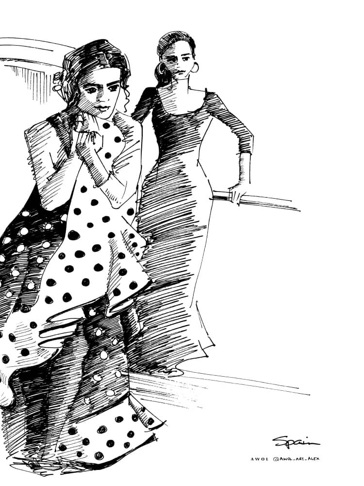 Elegant Flamenco Polka Dots by Awol Art Alex — canvas wall art