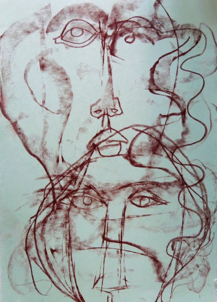 Intertwined Abstract Faces by Doris Schmitz — canvas wall art