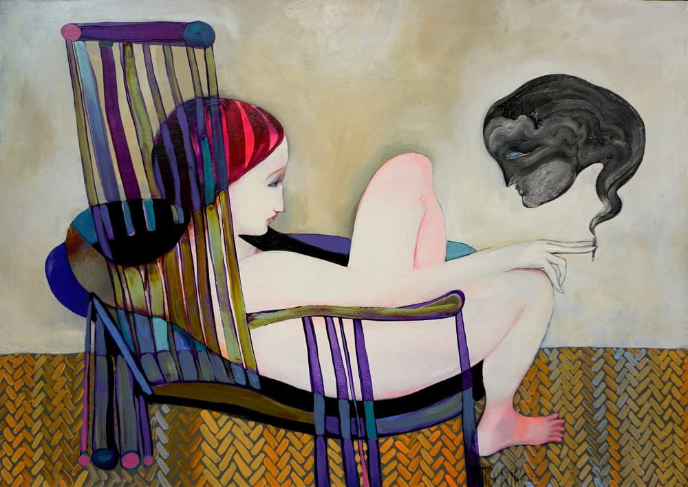 Introspection in a Striped Chair by Victor Tkachenko — canvas wall art