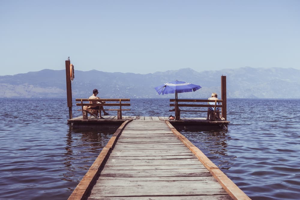 Tranquil Lake Pier by Simon Delvoye — canvas wall art