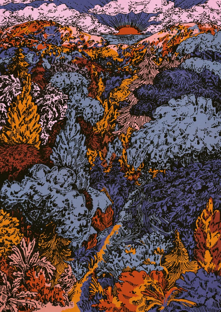 Vibrant Forest Sunset by Katariina Kosunen — canvas wall art