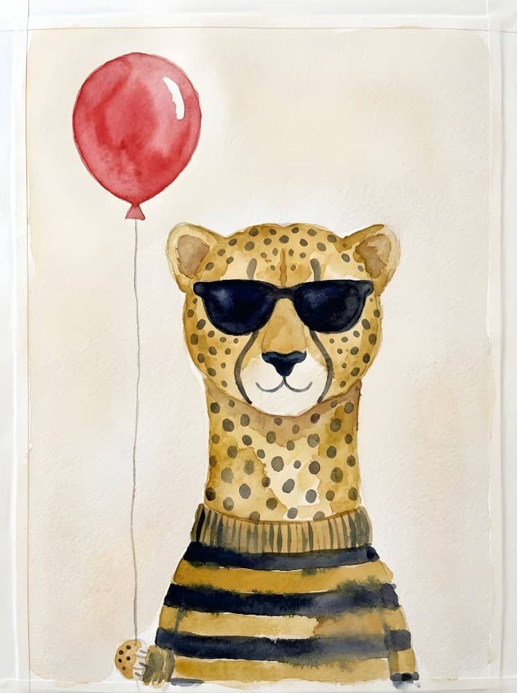 Cool Cheetah Balloon by HUGO — canvas wall art