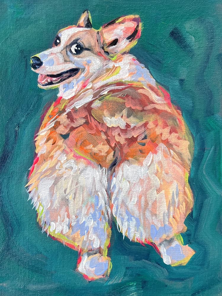 Vibrant Corgi Dog by Pauline Wegman | Key and Sea Creative — canvas wall art