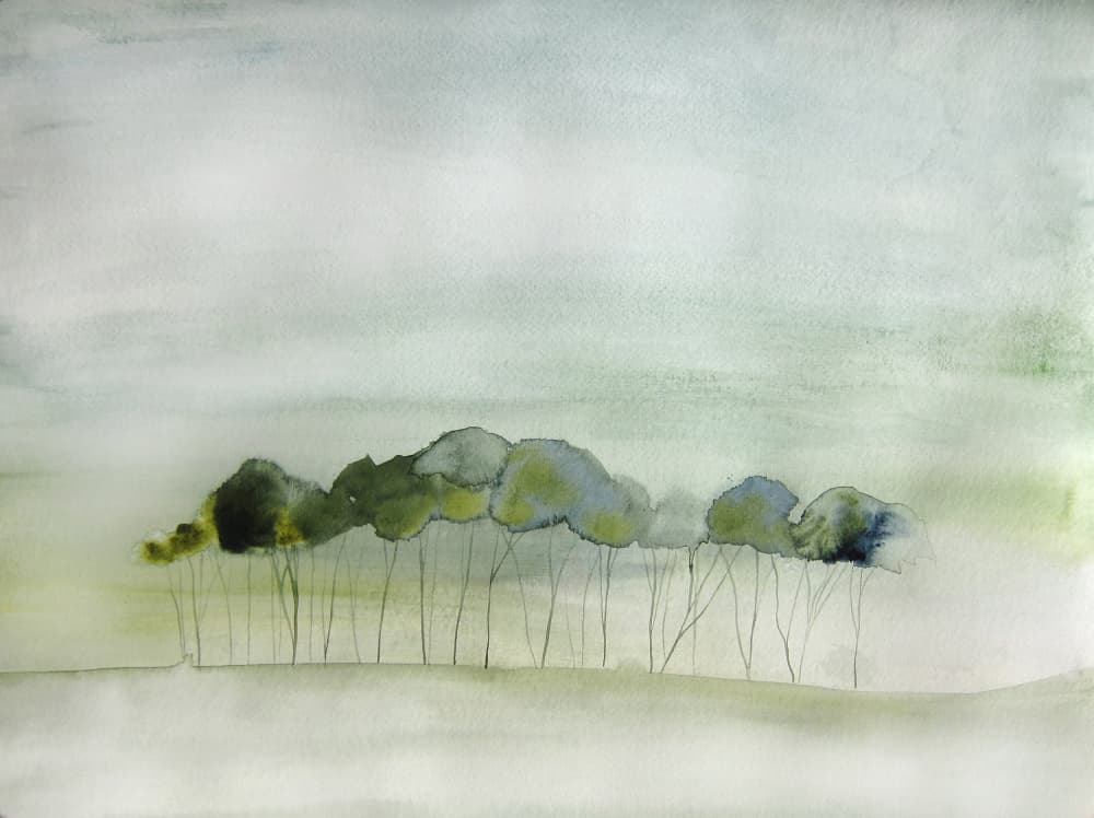 Misty Green Trees by Christine Lindstrom — canvas wall art