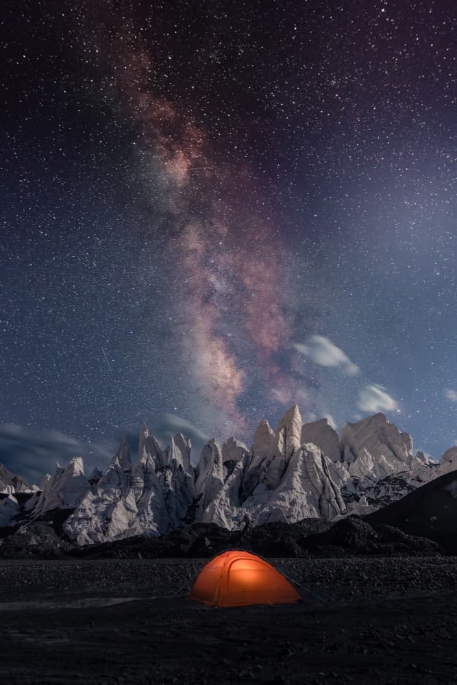 Milky Way Mountain Camp by qiye — canvas wall art