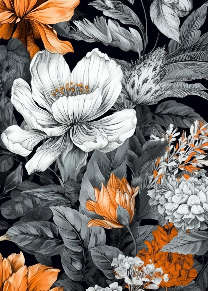 Orange Floral Elegance by Justyna Jaszke — canvas wall art
