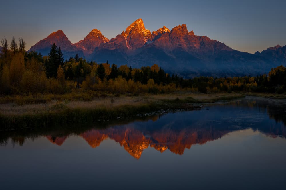 Golden Mountain Reflections by Sonya Liu — canvas wall art