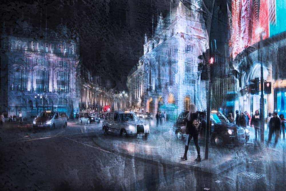 London Rainy Night by Nicodemo Quaglia — canvas wall art