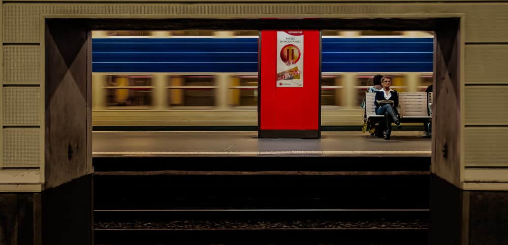 Woman On Subway Platform by Rodrigo Marin — canvas wall art