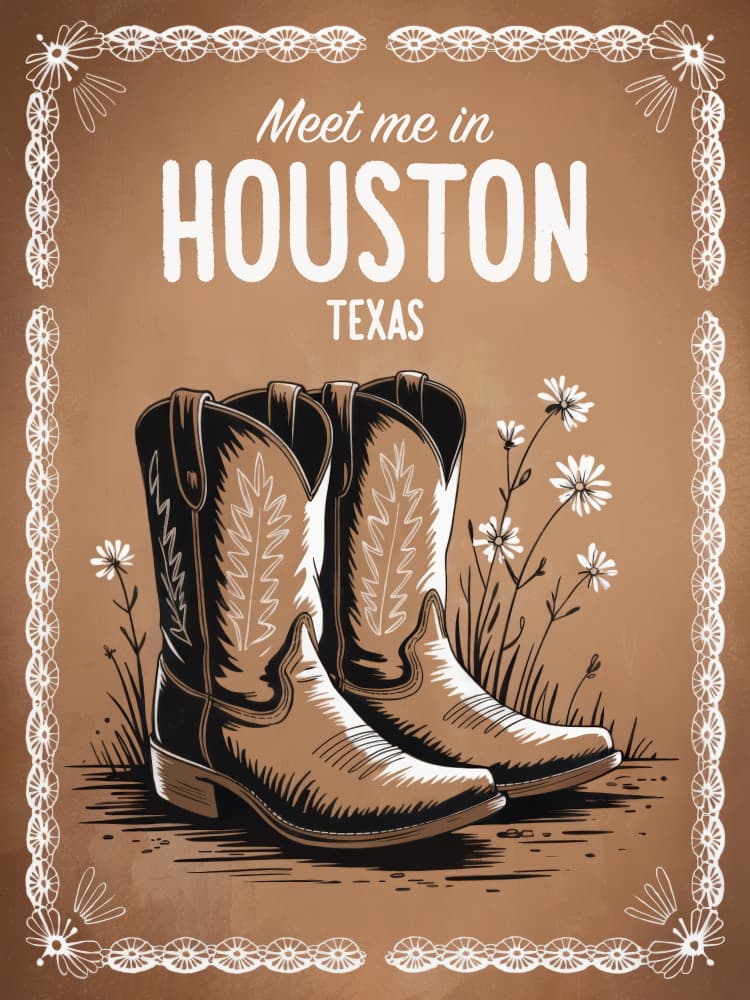 Houston Texas Cowboy Boots by Andreas Magnusson — canvas wall art