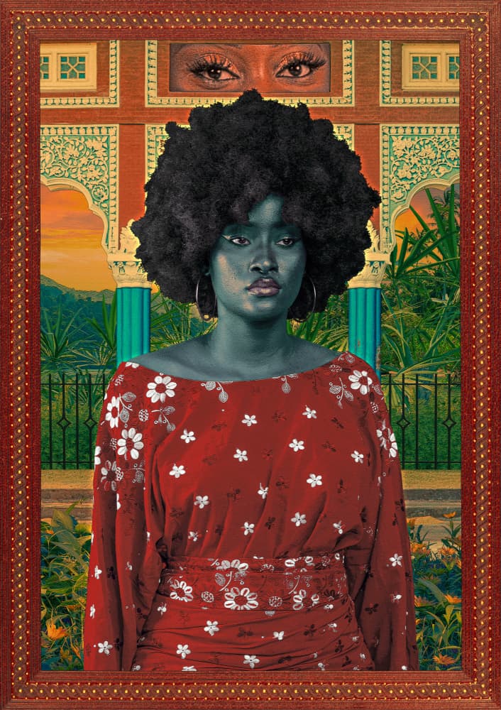 Afro Woman Tropical Portrait by CosmoZach — canvas wall art