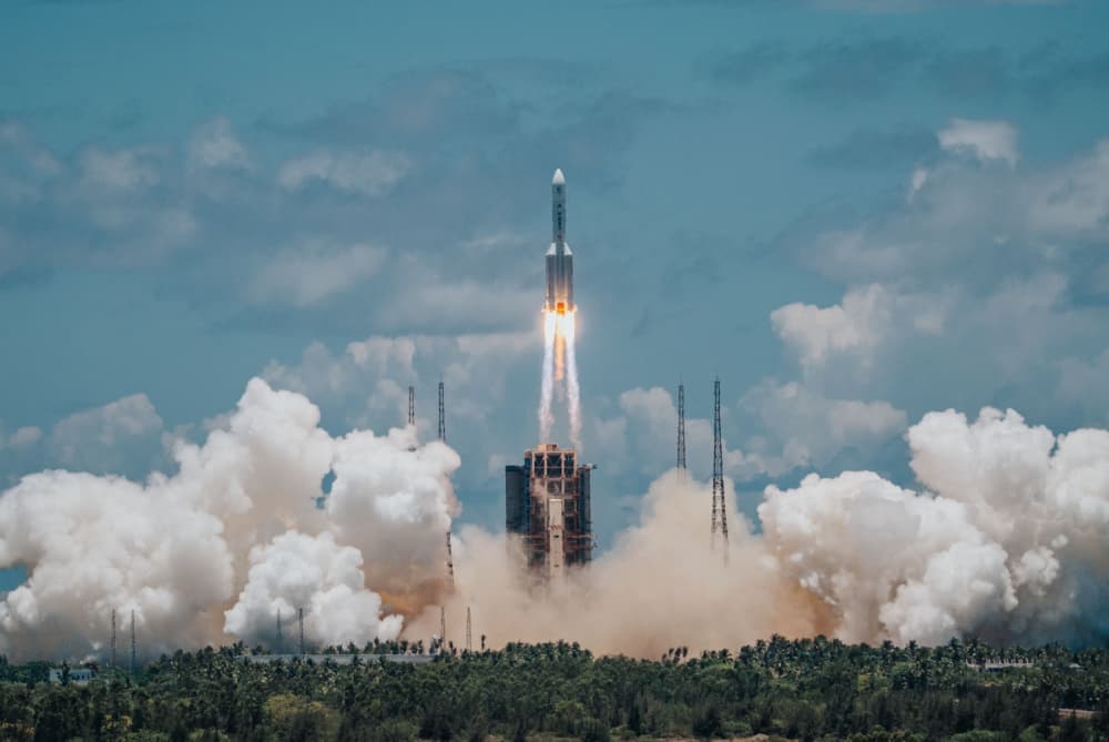 Majestic Rocket Launch by Gengchen Wang — canvas wall art