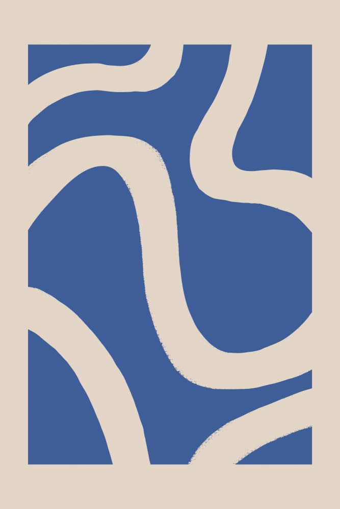 Organic Blue Curves by Melloi Art Prints — canvas wall art
