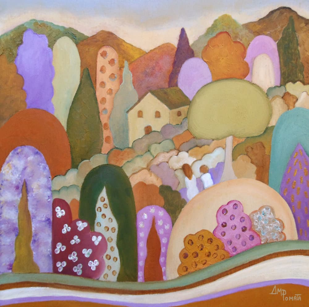 Whimsical Hillside Village by Angeles M. Pomata — canvas wall art