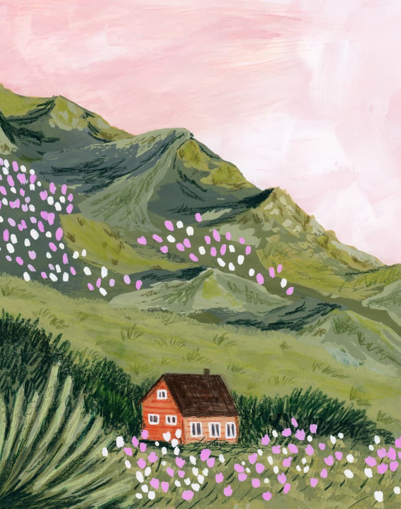 Mountain Home Pink Sky by Sarah Gesek — canvas wall art