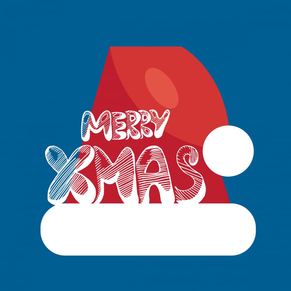 Merry Christmas Santa Hat by Marika Barsrsind — canvas wall art
