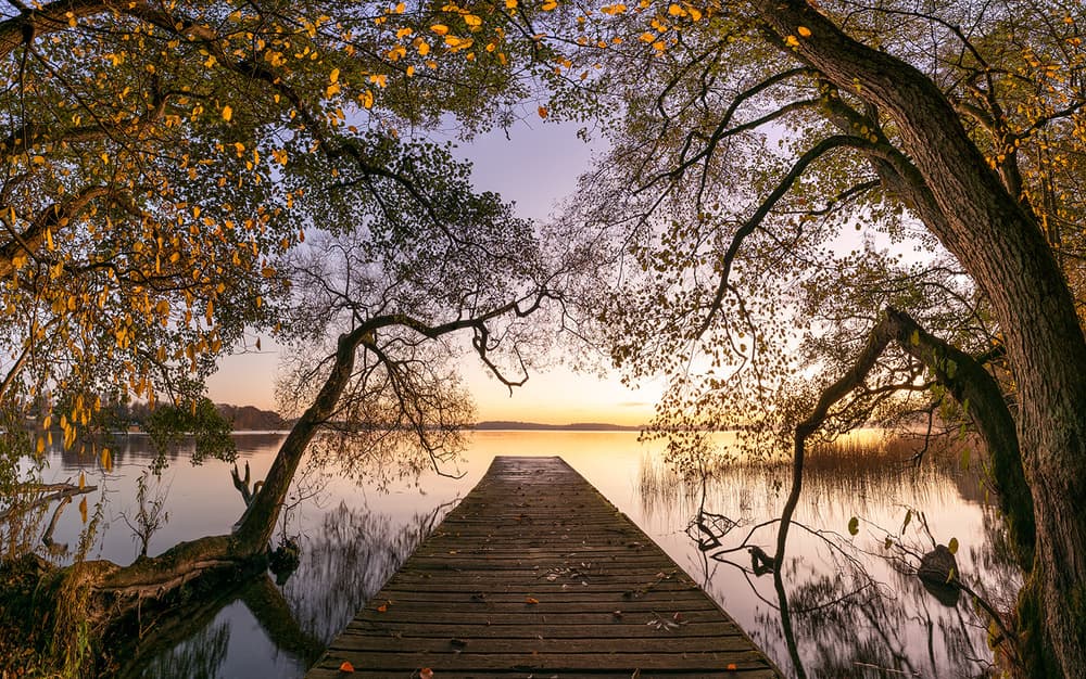 Golden Autumn Pier by Keller — canvas wall art