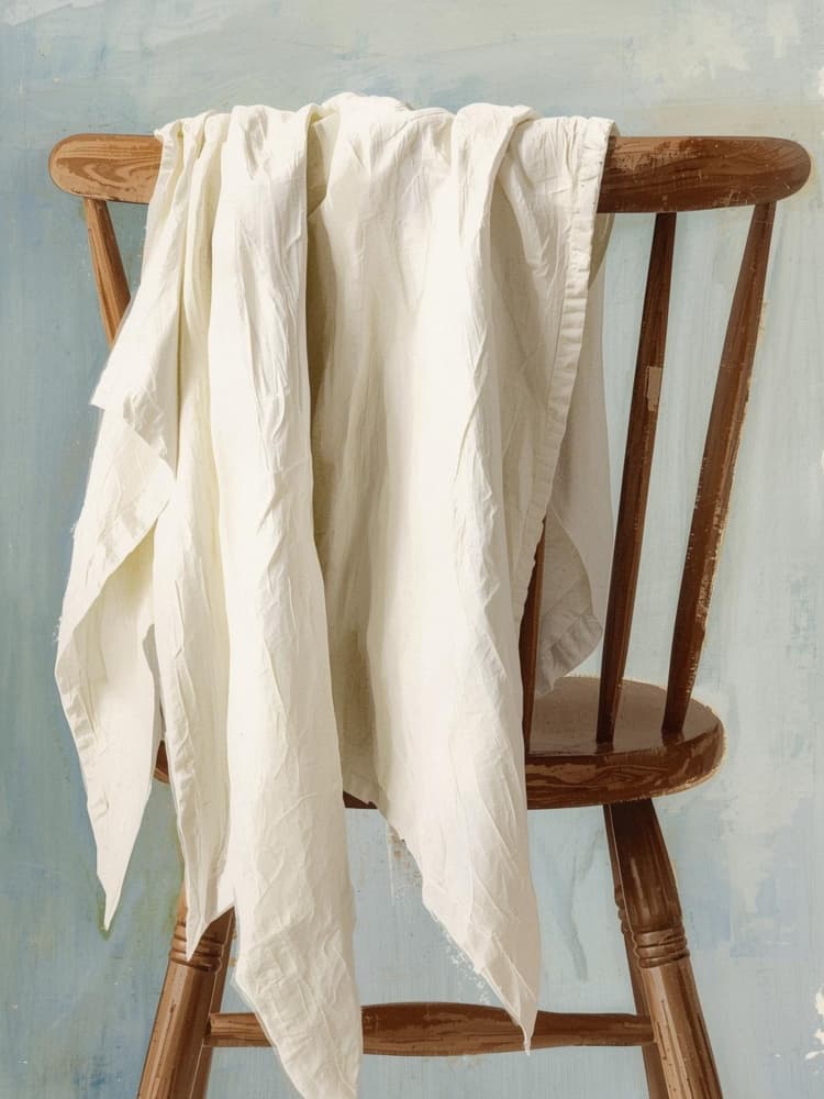 Rustic Chair White Fabric by Ohkimiko — canvas wall art