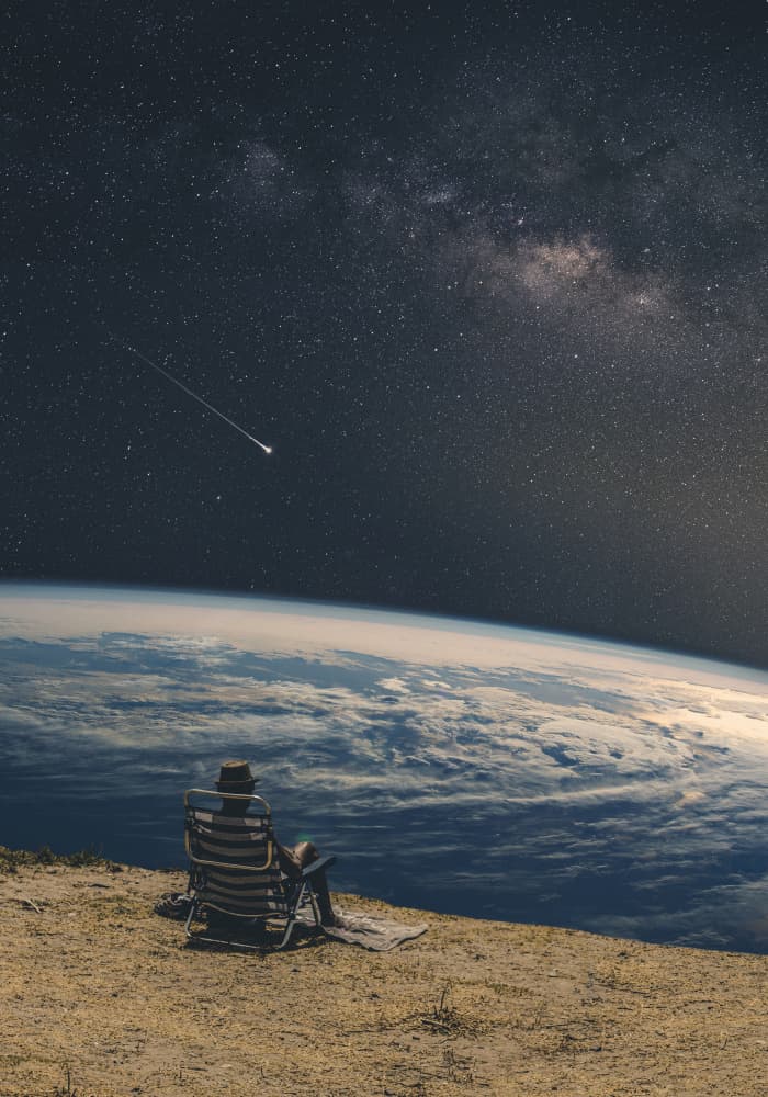 Stargazing Above Planet Earth by Daniel Donocik — canvas wall art