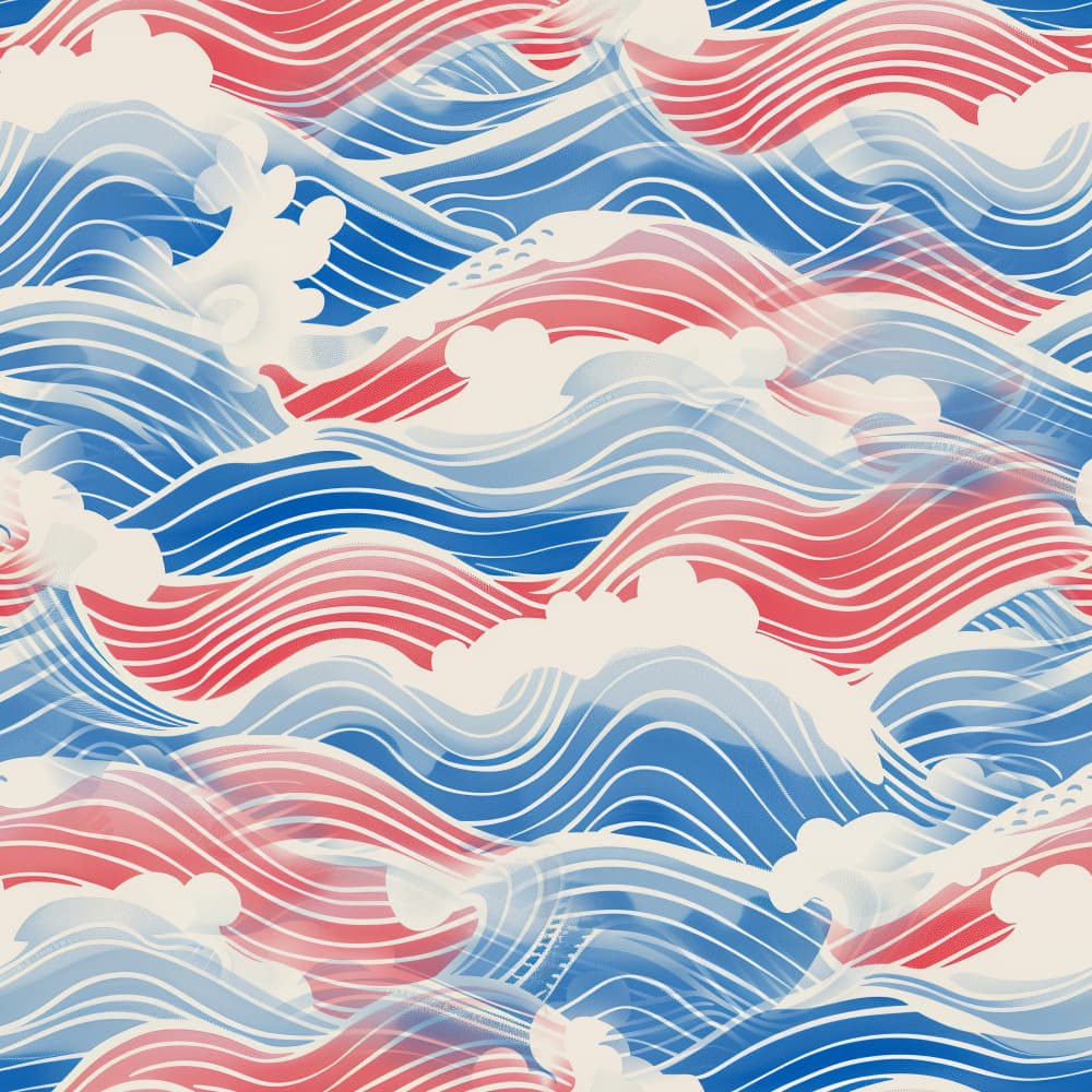 Flowing Red Blue Waves by Justyna Jaszke — canvas wall art
