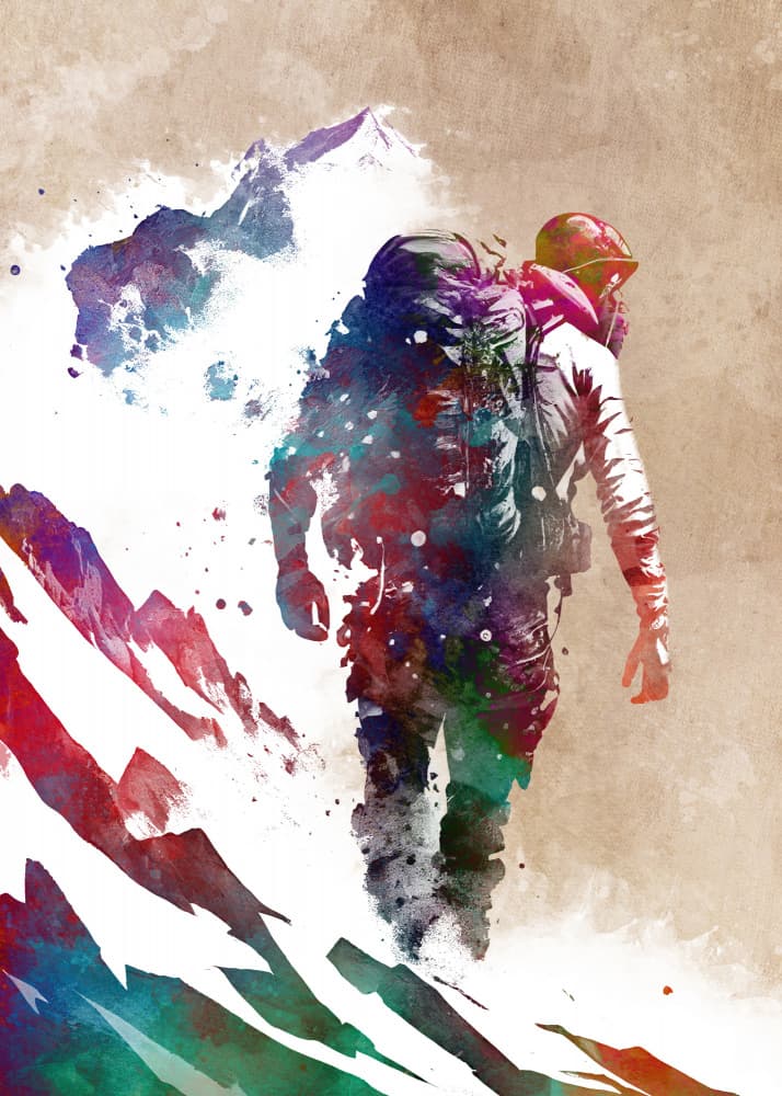 Vibrant Mountain Hiker by Justyna Jaszke — canvas wall art