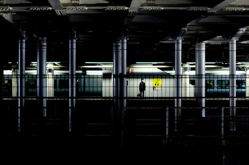 Lonely Train Station Night by Kouji Tomihisa — canvas wall art