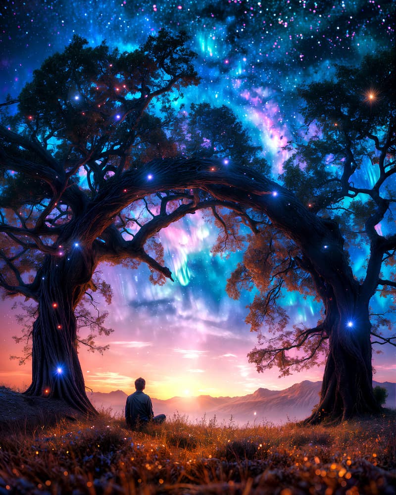 Enchanted Trees Aurora Sky by Ritvik takkar — canvas wall art