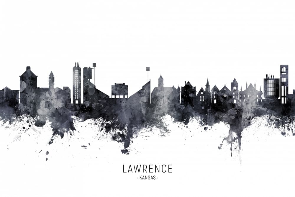 Lawrence Kansas Skyline by Michael Tompsett — canvas wall art