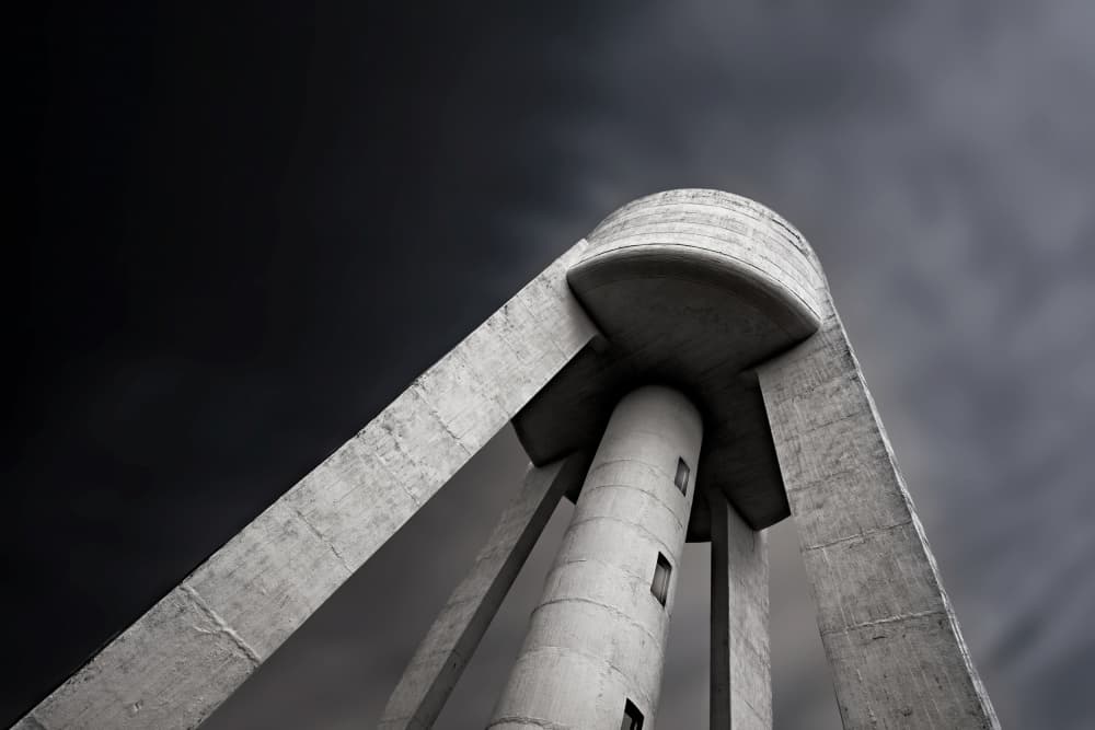 Brutalist Water Tower by Roland Weber — canvas wall art