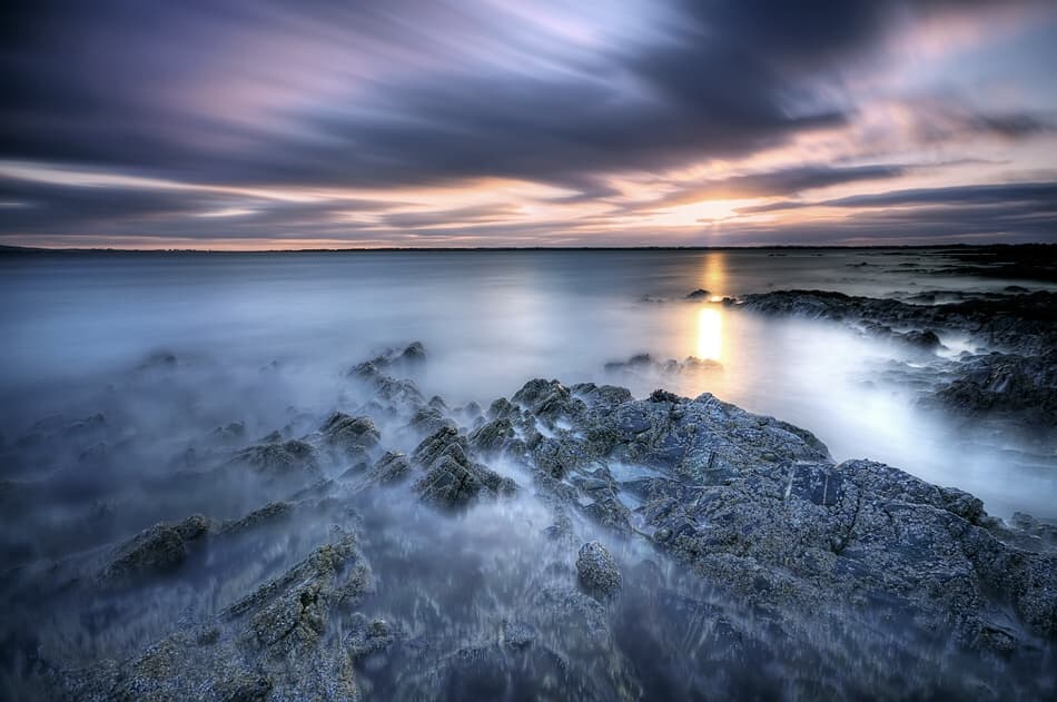 Misty Coastal Sunset by Martin Marcisovsky — canvas wall art