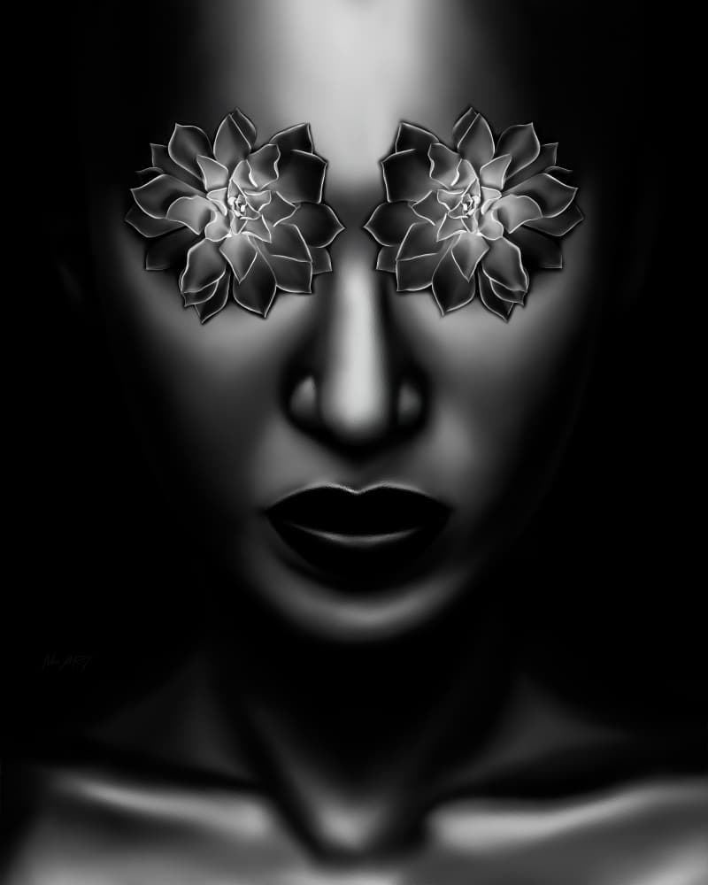 Succulent Eyes Woman by Lord Amihere — canvas wall art