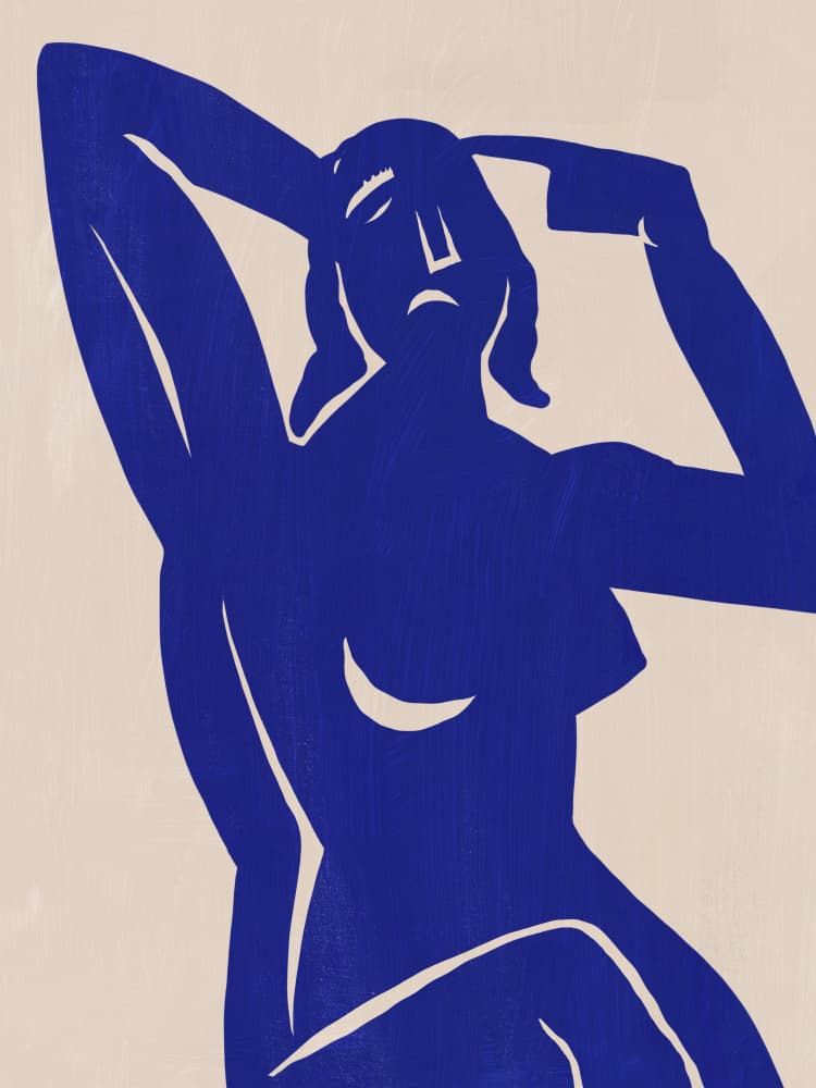 Pensive Blue Woman by Little Dean — canvas wall art