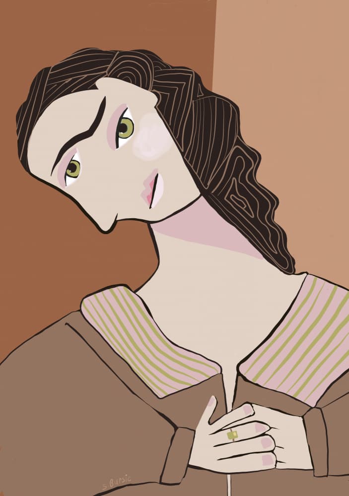 Pensive Woman Portrait by Sharyn Bursic — canvas wall art