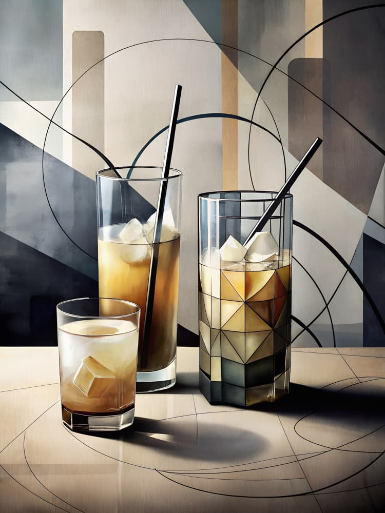 Modern Cocktails Geometric Style by Miguel Bruzual — canvas wall art