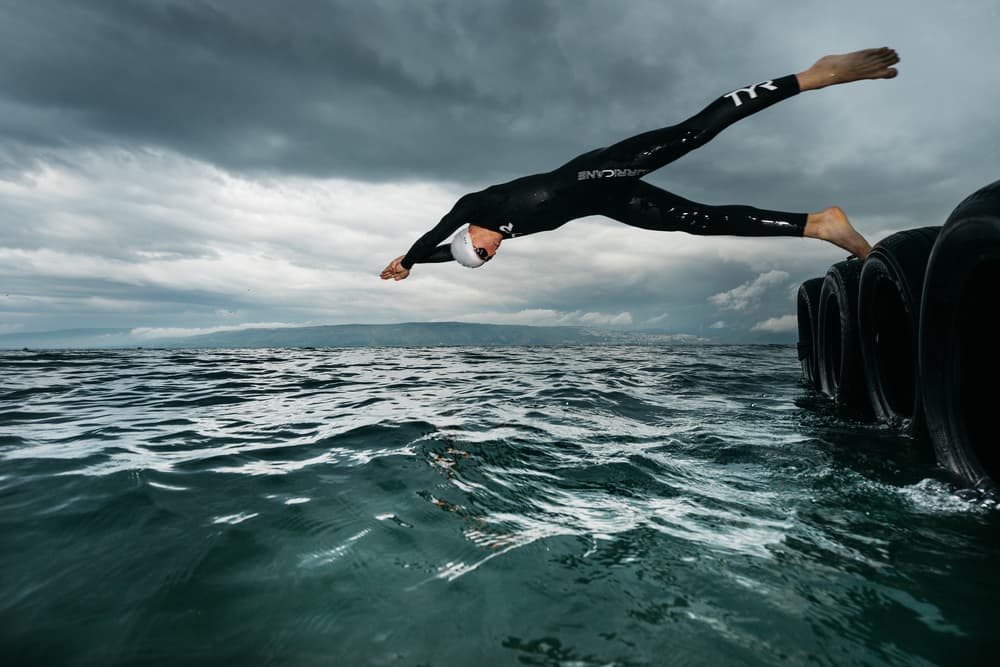 Swimmer's Powerful Ocean Dive by Nir Amos — canvas wall art