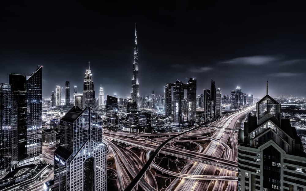 Dubai Skyline At Night by Andreas Agazzi — canvas wall art