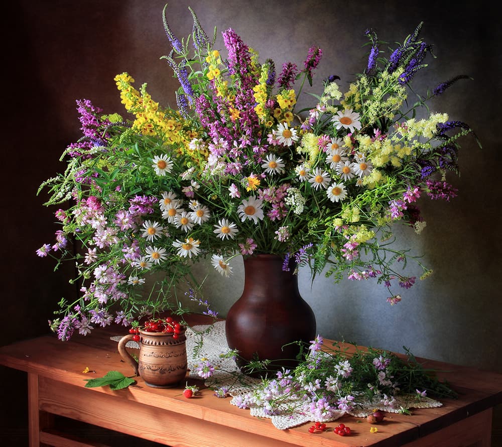 Summer Wildflower Still Life by Tatyana Skorokhod — canvas wall art