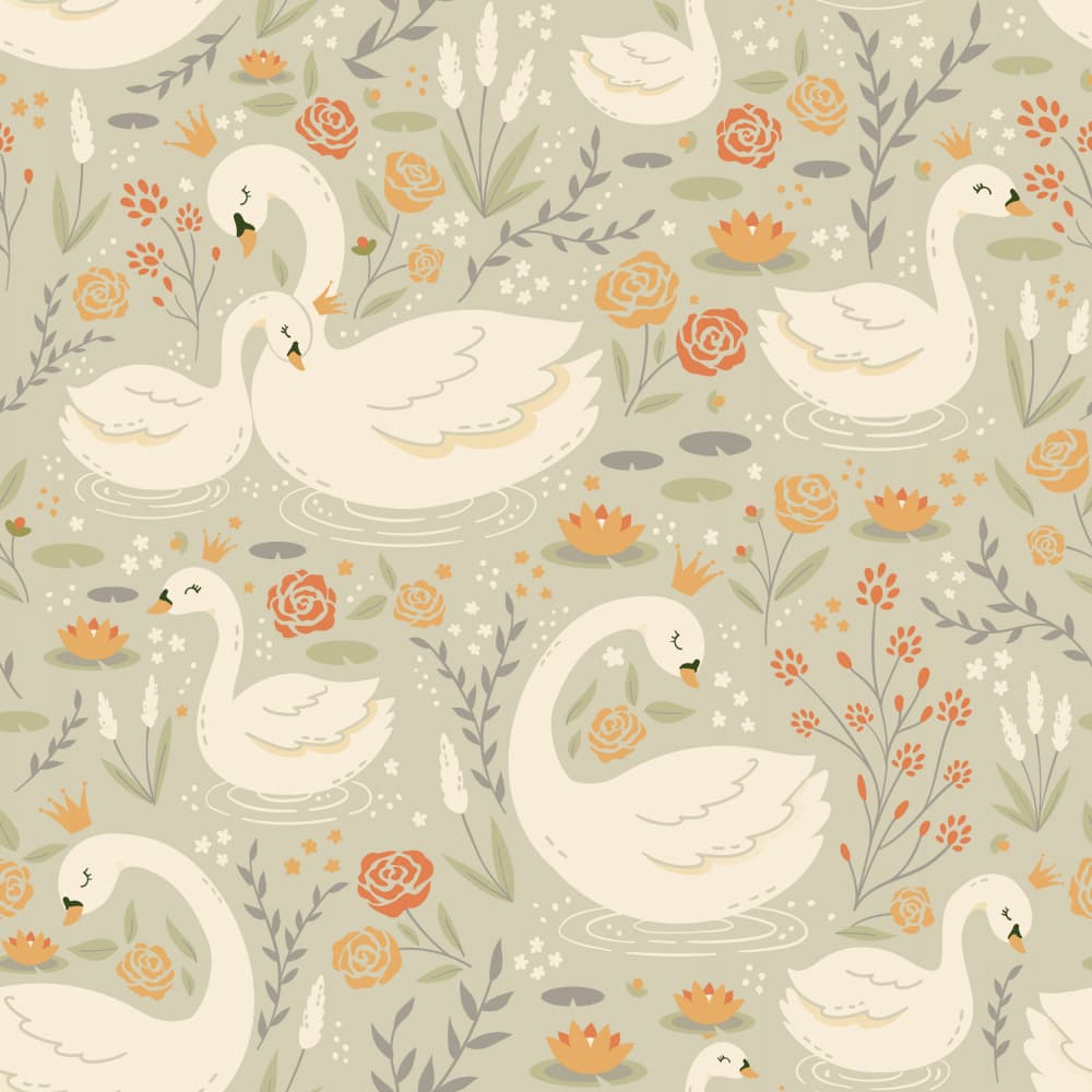Royal Swans Pond by Weronika Gross — canvas wall art