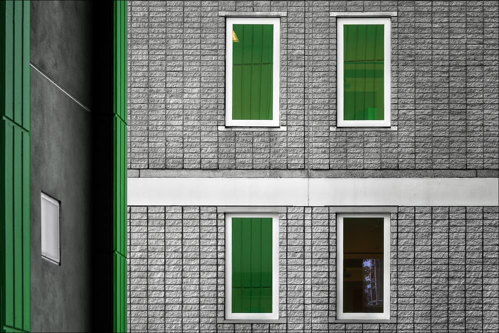 Vibrant Green Facade by Henk van Maastricht — canvas wall art