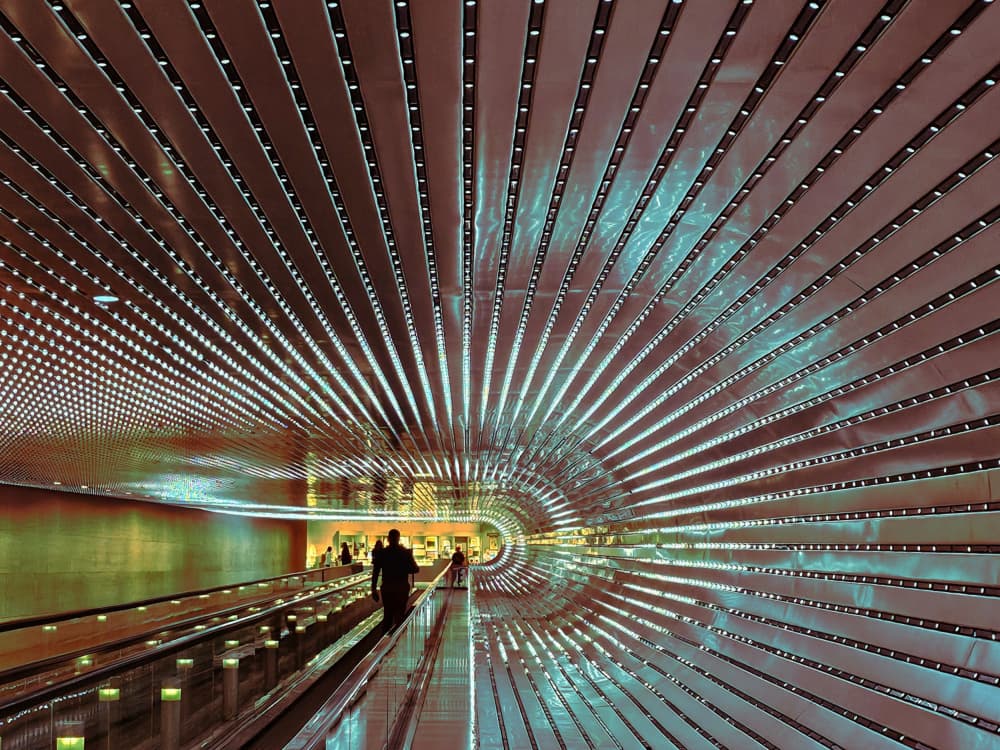 Futuristic Light Tunnel by Hui — canvas wall art
