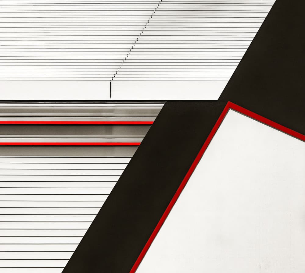 Sleek Red Architecture by Tomasz Buczkowski ( Tomush ) — canvas wall art