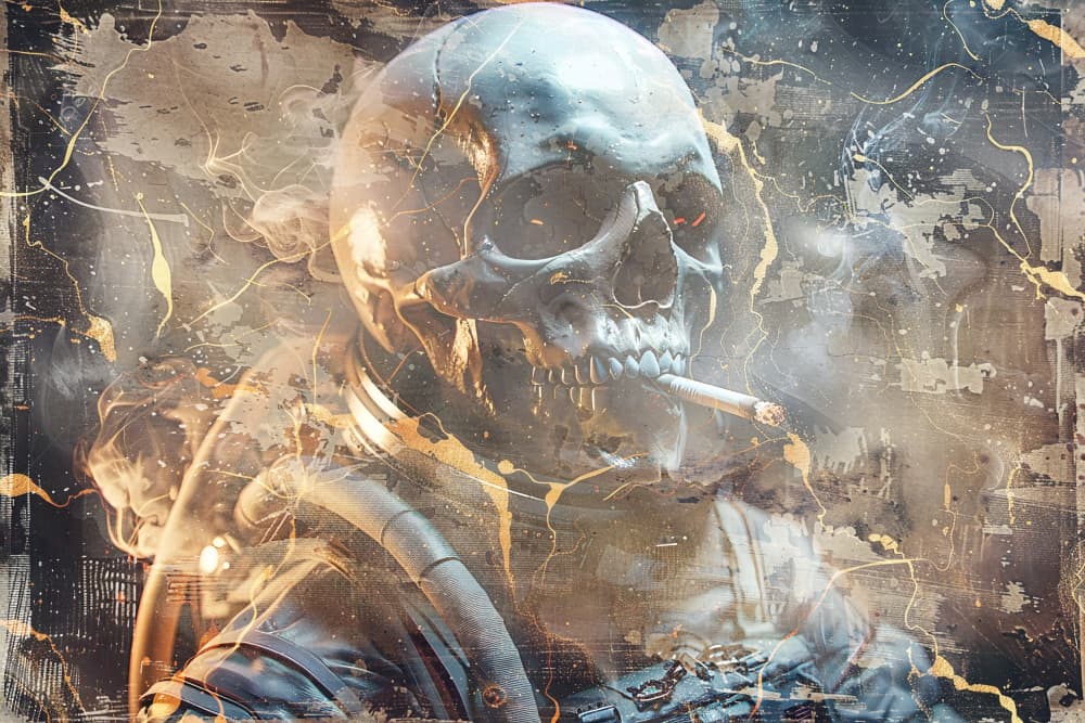 Smoking Cyber Skull by Rafal Kulik — canvas wall art